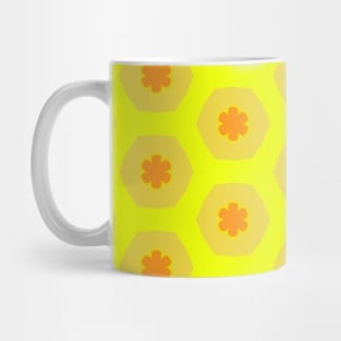 Retro classic 1960s, yellow and orange flower pattern Mug